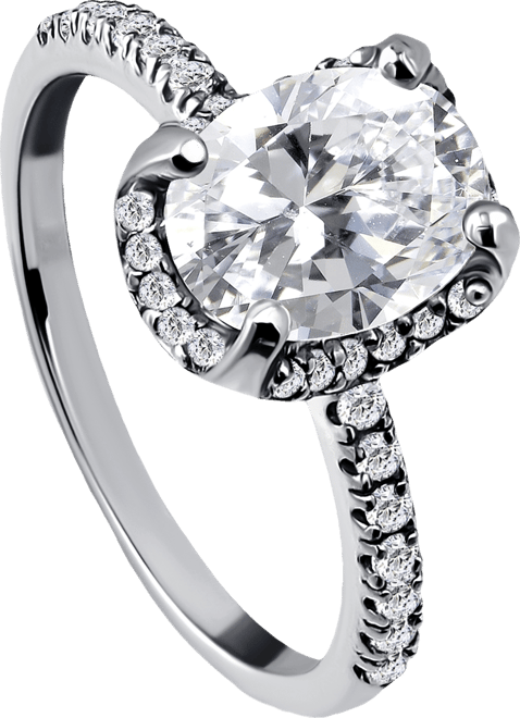 Cubic Zirconia Oval Halo Ring in 18k Gold-Plated Sterling Silver, Exclusively at Macy's