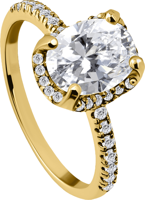 Cubic Zirconia Oval Halo Ring in 18k Gold-Plated Sterling Silver, Exclusively at Macy's