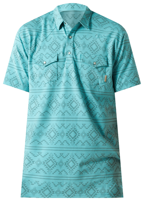 Men's Retro Western Snap Polo Shirt