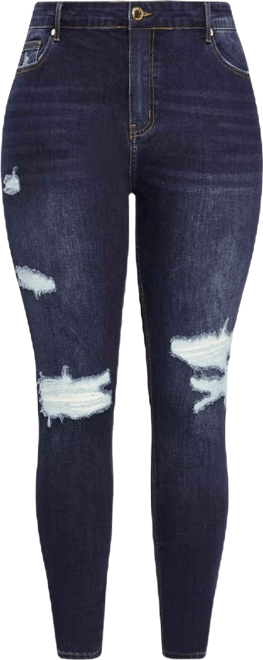 Plus Size Asha Jojo Distressed Detail Crop Jean