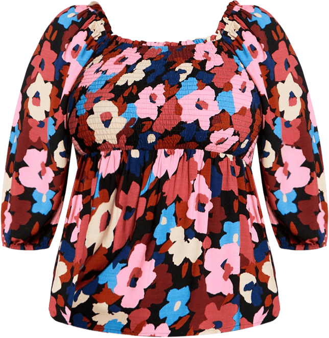 Plus Size Poppy Print Top