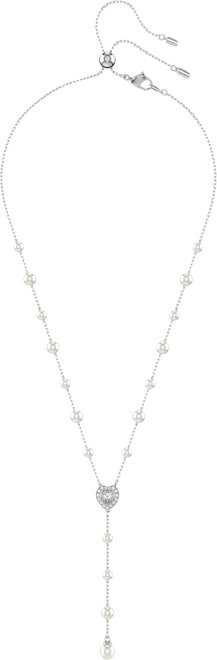 Ariana Grande x  Rhodium Plated Heart Mixed Cuts Y Necklace