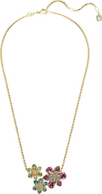 Idyllia Mixed Cuts Flower Gold-Tone Plated Pendant Necklace