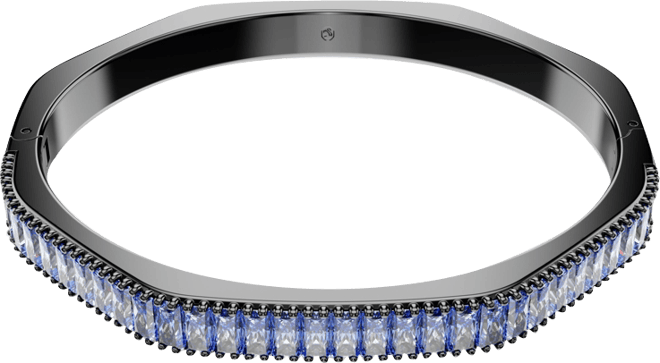 Matrix Baguette Cut Blue Ruthenium Plated Bangle Bracelet