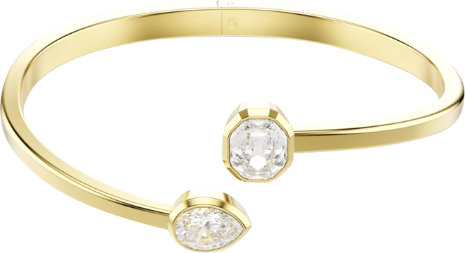 Imber Mixed Cuts White Gold-Tone Plated Bangle Bracelet