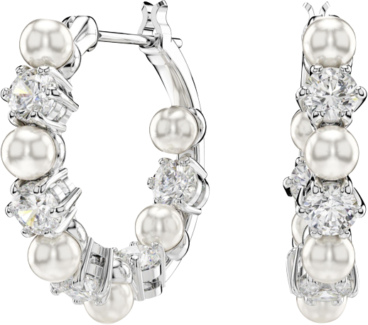 Matrix Rhodium Plated Round Cut Hoop Earrings