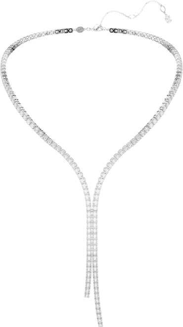 Matrix Round Cut White Rhodium Plated Y Necklace