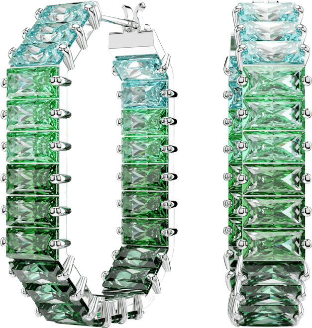 Matrix Rhodium Plated Baguette Cut Hoop Earrings