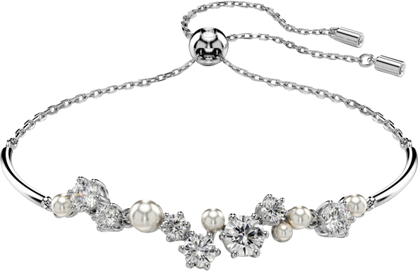 Constella Round Cuts White Rhodium Plated Bangle Bracelet