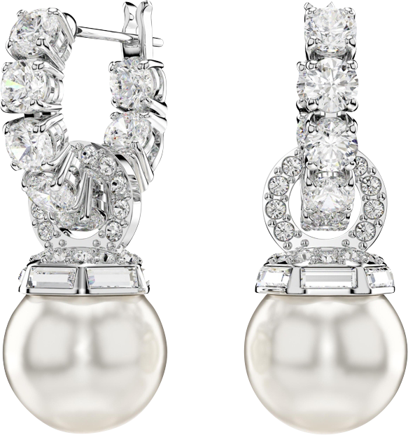 Matrix Rhodium Plated Round Cut Drop Earrings