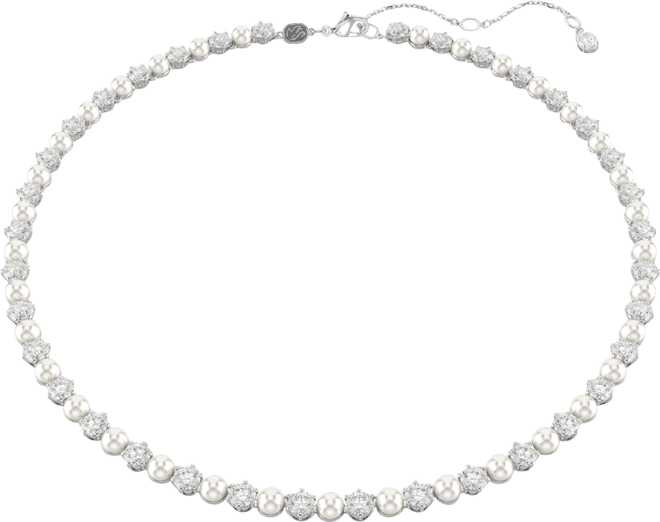 Matrix Round Cut White Rhodium Plated Tennis Necklace