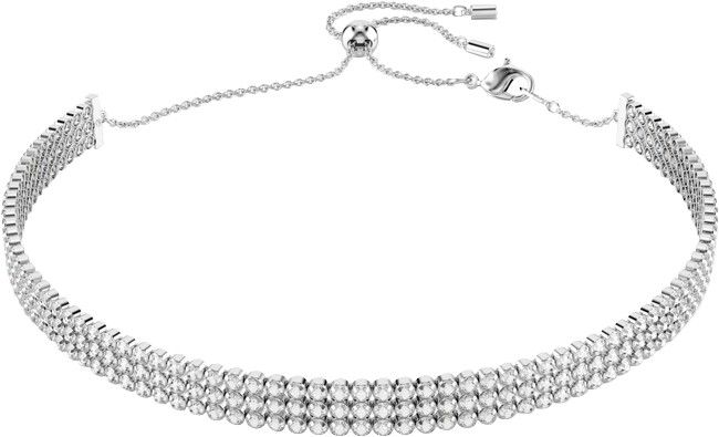 Matrix Choker Round Cut White Rhodium Plated Tennis Necklace