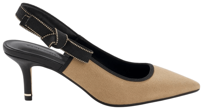 Canvas Slingback Kitten Heel Pump