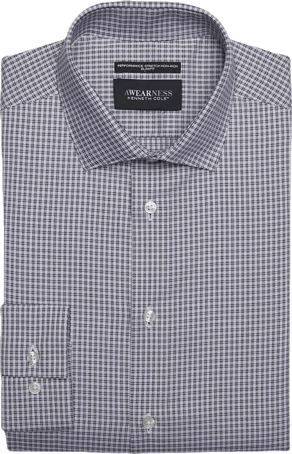 Kenneth Cole John Varvatos Slim Fit Dress Shirt Slim Fit Band Collar  Stretch Button-Up Shirt