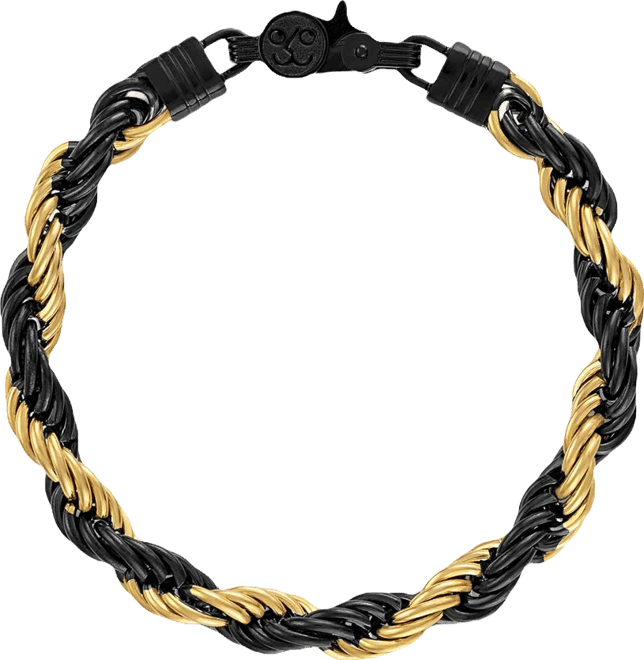 Intertwined Rope Link Chain Bracelet in Black & Gold-Tone Ion-Plated Stainless Steel, Exclusively at Macy's