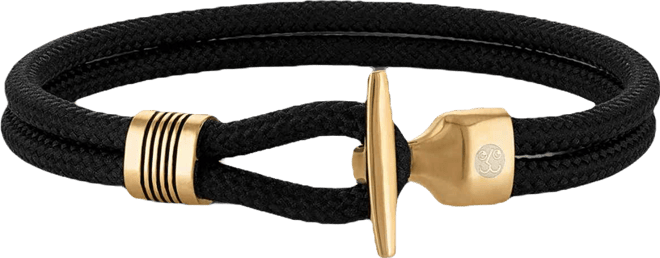 Black Cord Toggle Bracelet in Gold-Tone Ion-Plated Stainless Steel, Exclusively at Macy's
