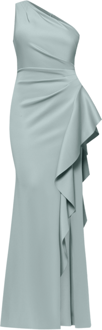 Women's Ruffled One-Shoulder Scuba Gown