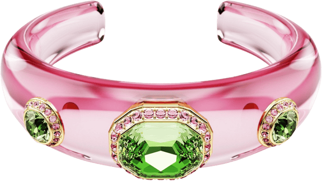 Dulcis Mixed Cuts Multicolored Gold-Tone Plated Cuff Bracelet