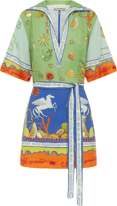 Surrealist Linen Mini Dress