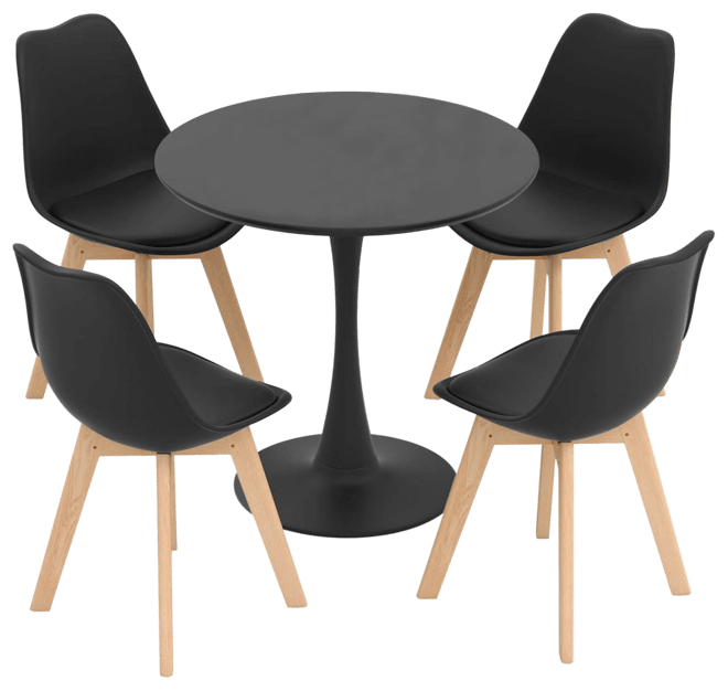 5 Pcs Dining Set Modern Round Dining Table 4 Chairs for Small Space Kitchen