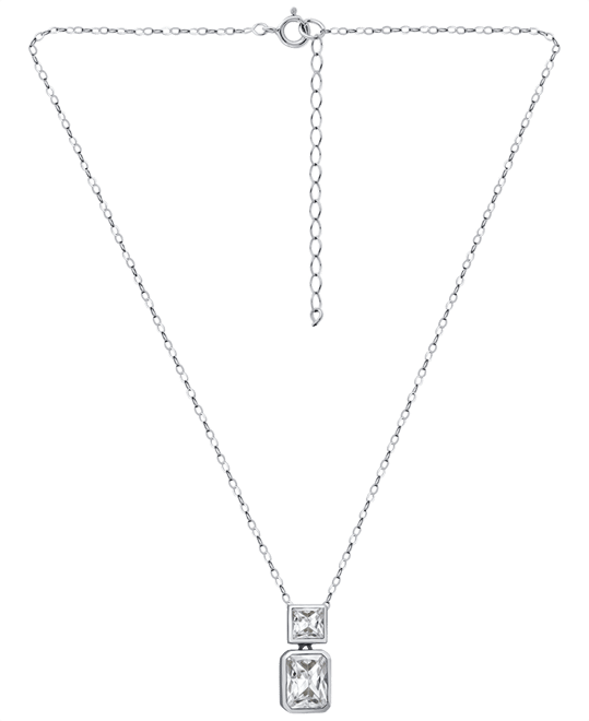 Cubic Zirconia Octagon & Square Pendant Necklace in 18k Gold-Plated Sterling Silver, 16" + 2" extender, Created for Macy's