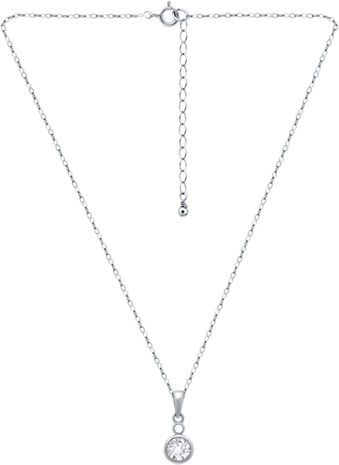 Cubic Zirconia Bezel Solitaire Pendant Necklace in 18k Gold-Plated Sterling Silver, 16" + 2" extender, Exclusively at Macy's