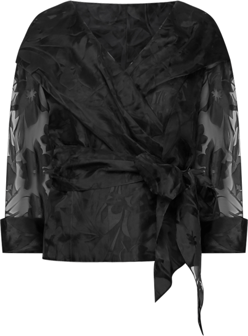 Women's Portrait-Neck Burnout-Organza Blouse