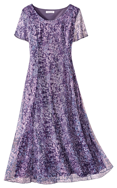 Natures Charm Mesh Dress - Pale Lilac Multi - M - Regular
