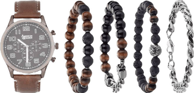 Men's Quartz Brown Polyurethane Strap Watch 44mm