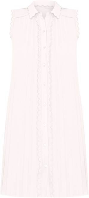 Women's Sleeveless Scalloped Pleated Button-Down Dress