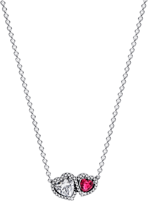 Sterling Silver Halo Hearts Pendant Necklace