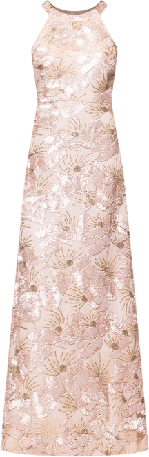 Women's Sequined Soutache Halter Gown