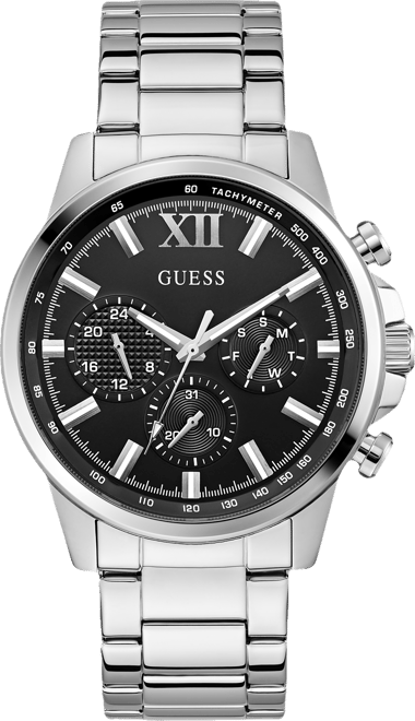 Men's Multi-Function Silver Tone Stainless Steel Watch, 44mm