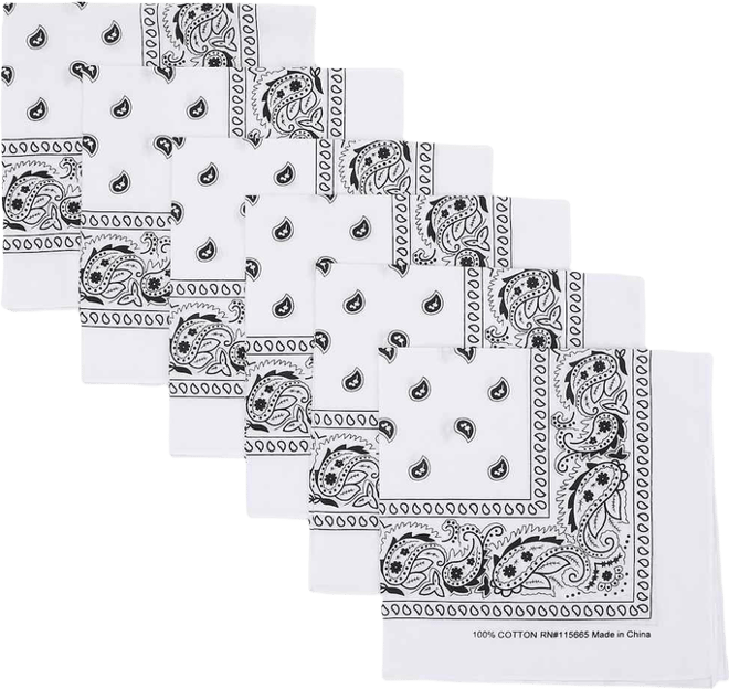 Bioworld Lightweight White 22"x22" 6-Pack Bandana Set