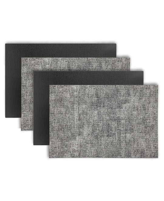 Amalfi Faux Leather Look Outdoor Dining Set Textured 2 Colored Reversible 12" x 18" Rectangular Placemats Set of 4