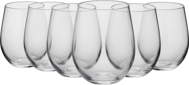 Tritan Unbreakable Stemless Plastic Wine Glasses, Set of 6