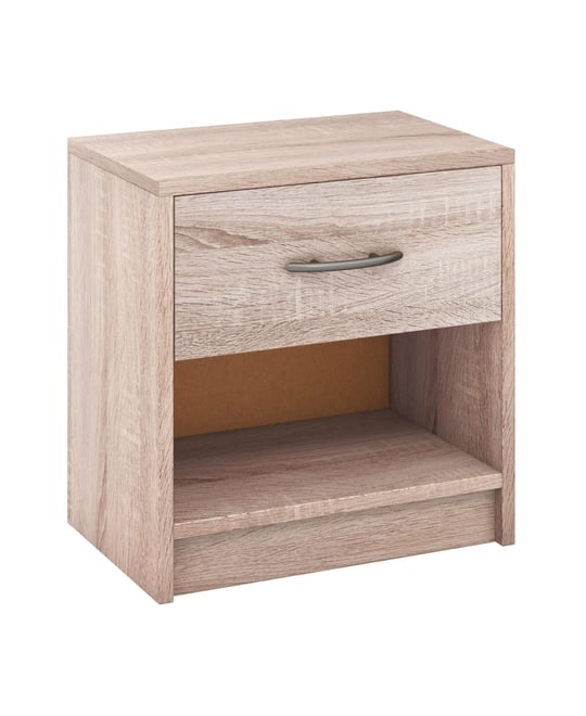 Nightstand with Drawer and Open Shelf for Bedside Storage in Bedroom or Guest Room