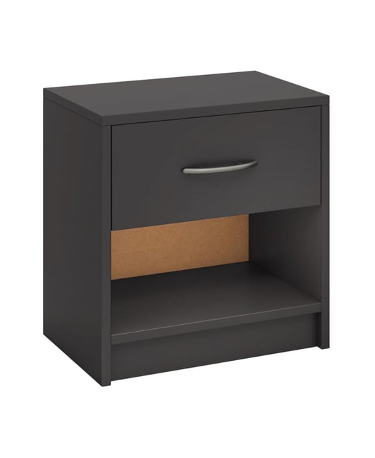 Nightstand with Drawer and Open Shelf for Bedside Storage in Bedroom or Guest Room