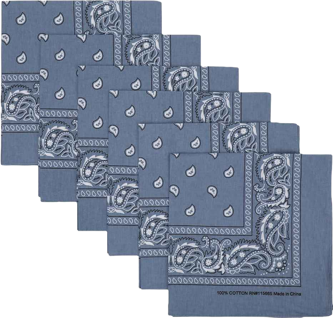 Bioworld Lightweight Blue 22"x22" 6-Pack Bandana Set