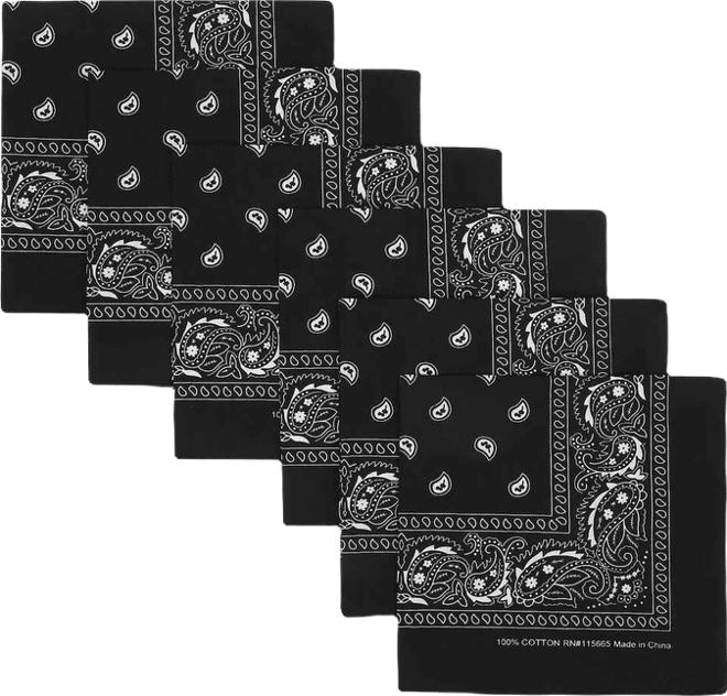 Bioworld Lightweight Black 22"x22" 6-Pack Bandana Set