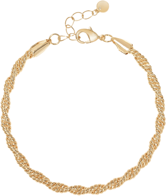 Silver, Gold Plated Brass Twisted Chain Bracelet