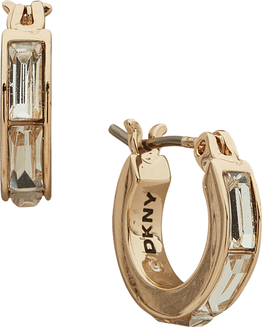 Crystal Baguette Small Huggie Hoop Earrings, 0.34"