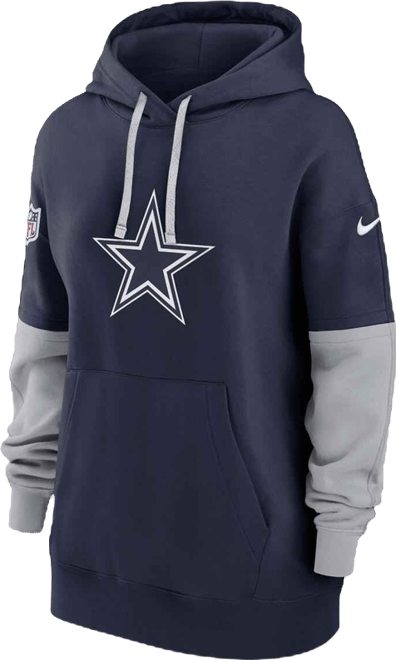 Women's Navy Dallas Cowboys 2024 Sideline Essential Fleece Pullover Hoodie