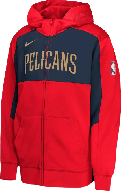 Youth Red/Navy New Orleans Pelicans Authentic On-Court Showtime Performance Full-Zip Hoodie