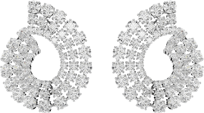 Matrix Rhodium Plated Round Cuts Hoop Earrings