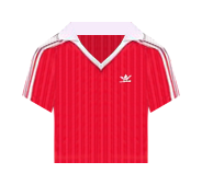 ★ adidas★ Football Jacquard V-Neck Crop Polo Shirt Red JD adidas Originals Women's