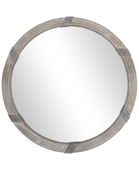 30.75" Wood Wall Mirror, Round Mirror for Wall Living Room, Natural