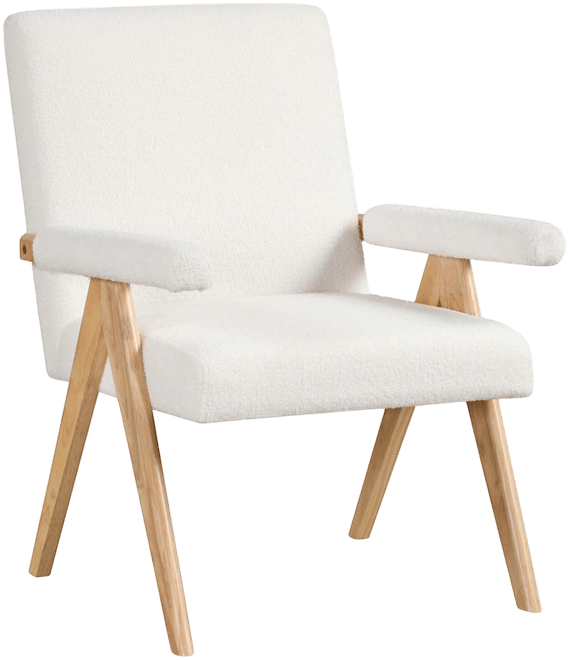 1 Pcs Mid-Century Modern Accent Chair with Solid Rubber Wood Frame and Padded Armrests