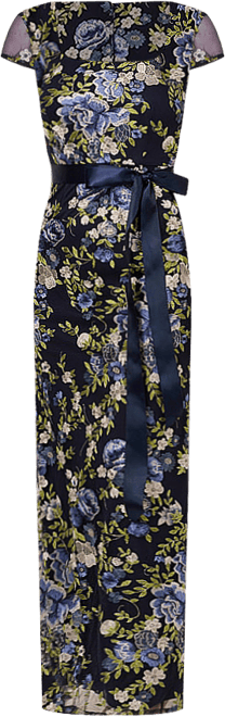 Women's Cascading Floral Sheath Gown