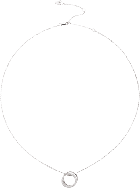 Sterling Silver Cubic Zirconia Pave Pendant Necklace, 16" + 3" extender